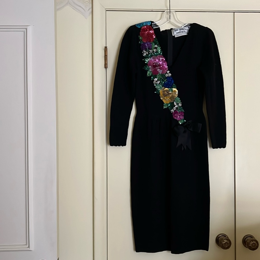 Don Sayres vintage black wool dress size 4